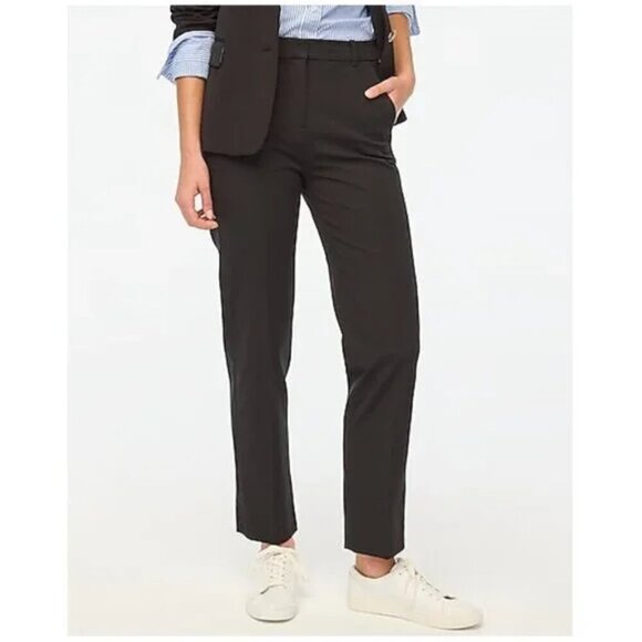 J. Crew Tall Kallie Cotton Blend Straight-Leg Pants Black Size 6T NWT - Picture 1 of 8